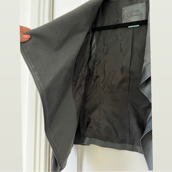 Guess by Marciano | Dark Slate Grey Leather Jacket with Removable Sleeves - Picture 5 of 10